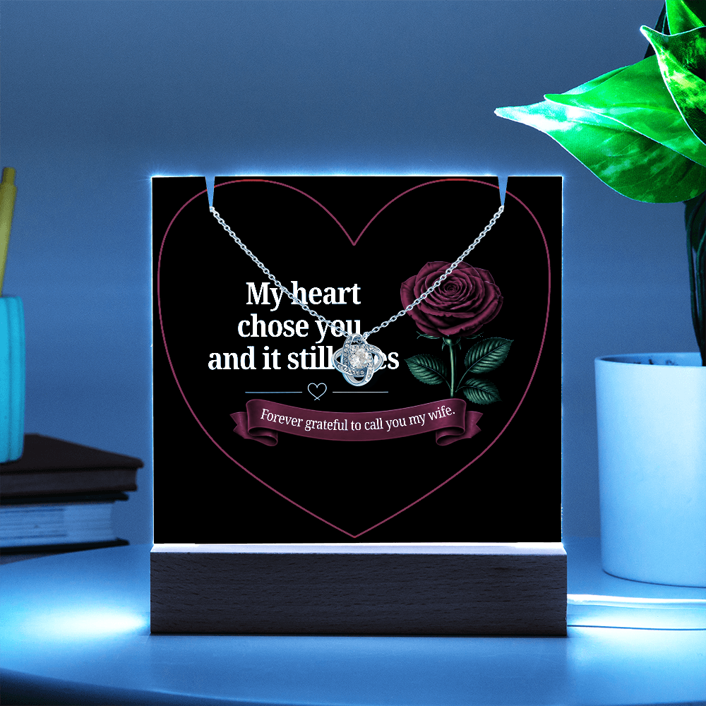 Keepsake Acrylic with Love Knot necklace bundle - WIFE