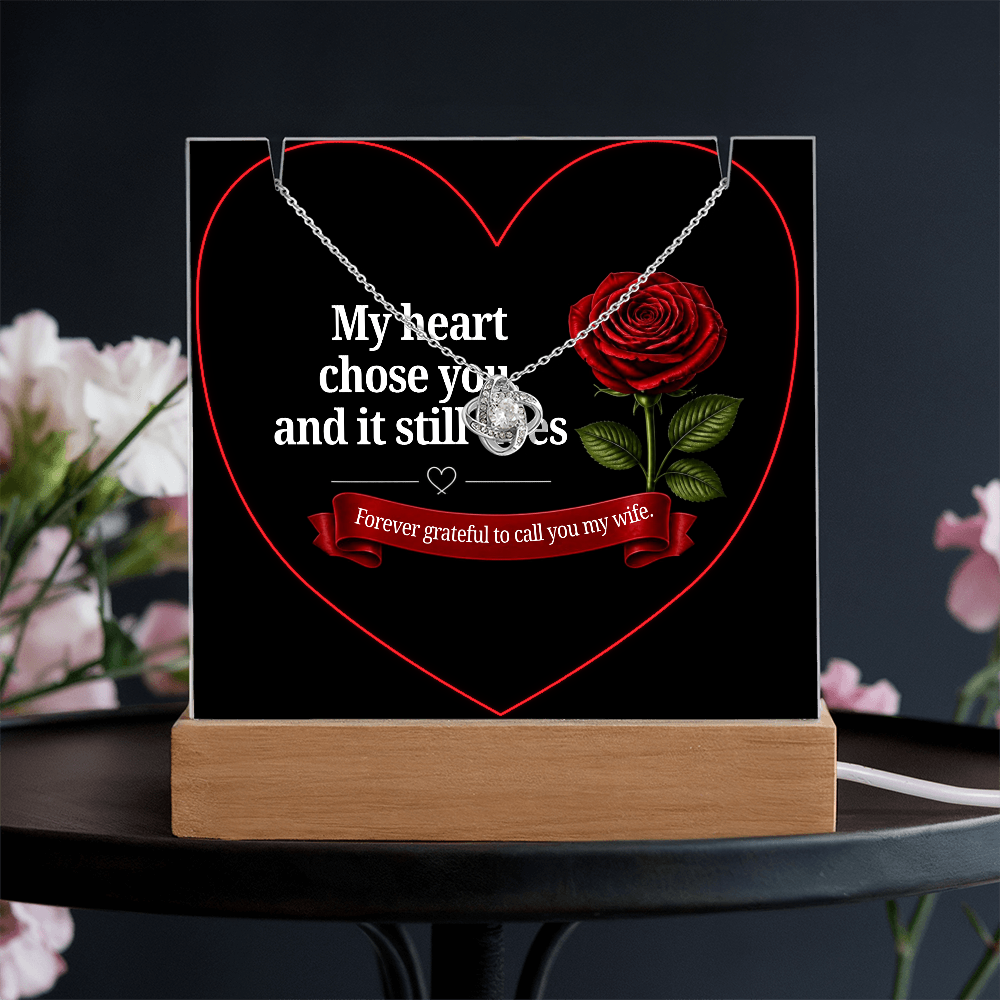 Keepsake Acrylic with Love Knot necklace bundle - WIFE