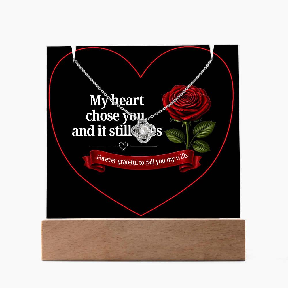 Keepsake Acrylic with Love Knot necklace bundle - WIFE