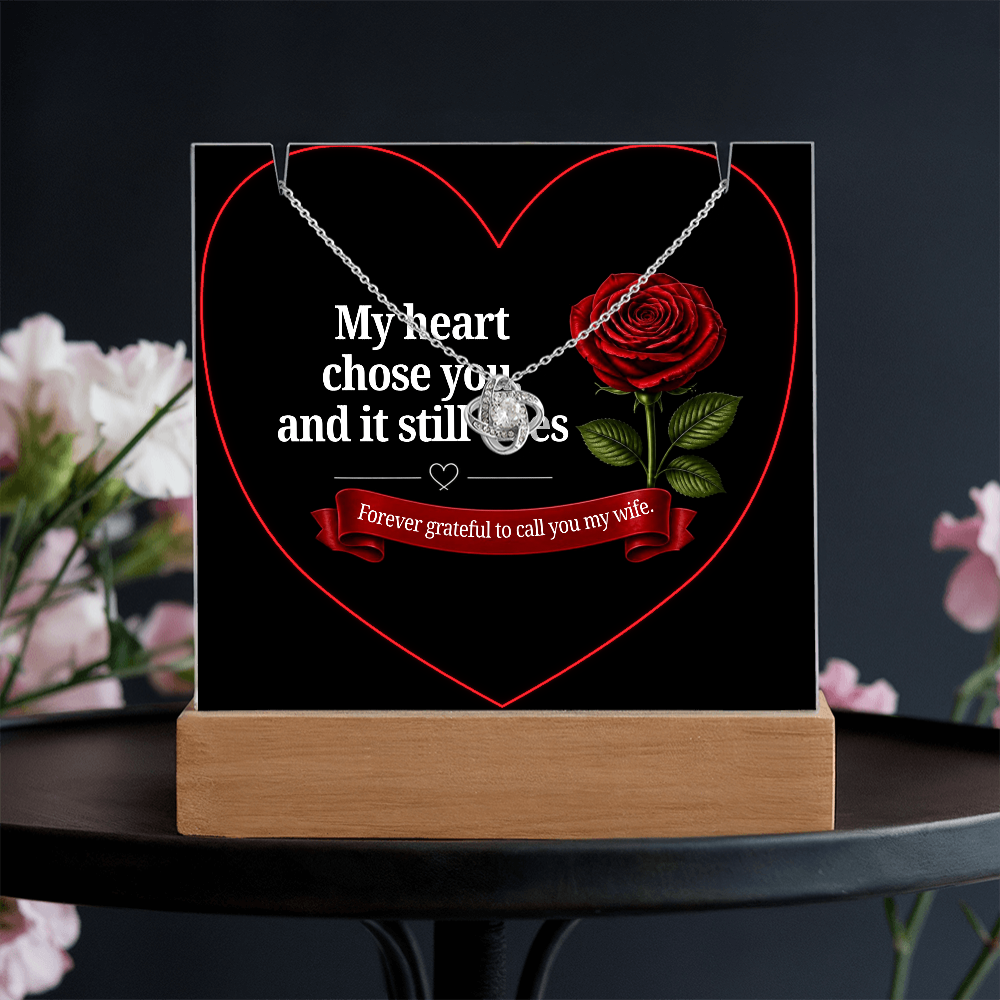 Keepsake Acrylic with Love Knot necklace bundle - WIFE