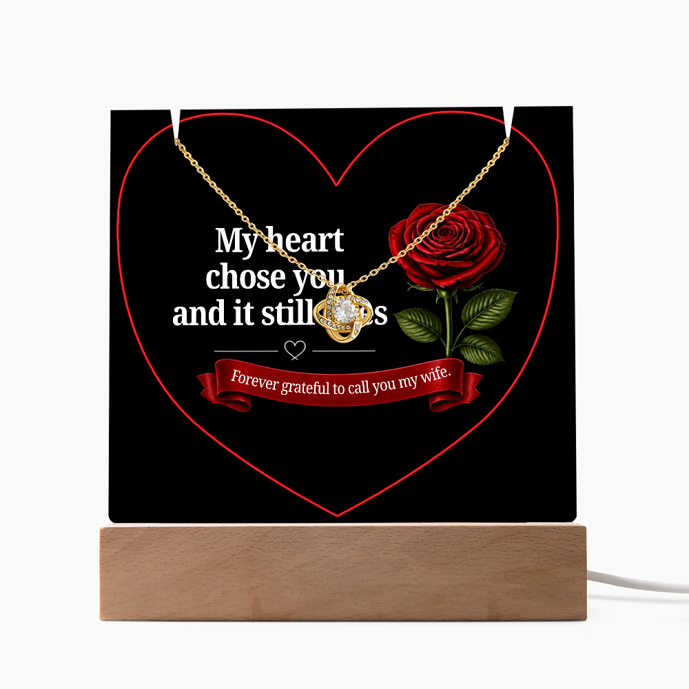 Keepsake Acrylic with Love Knot necklace bundle - WIFE