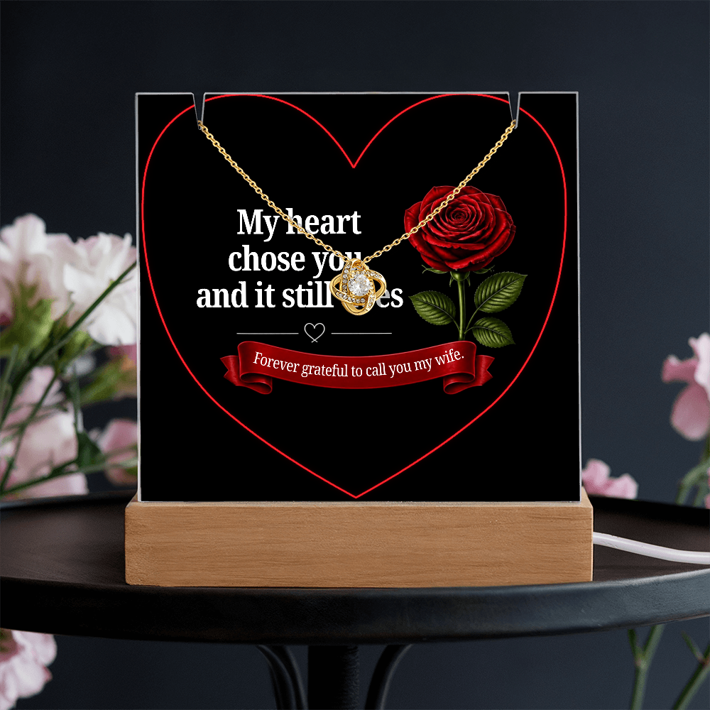 Keepsake Acrylic with Love Knot necklace bundle - WIFE