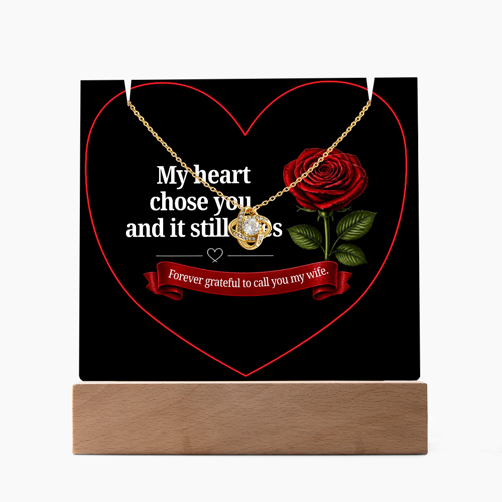 Keepsake Acrylic with Love Knot necklace bundle - WIFE