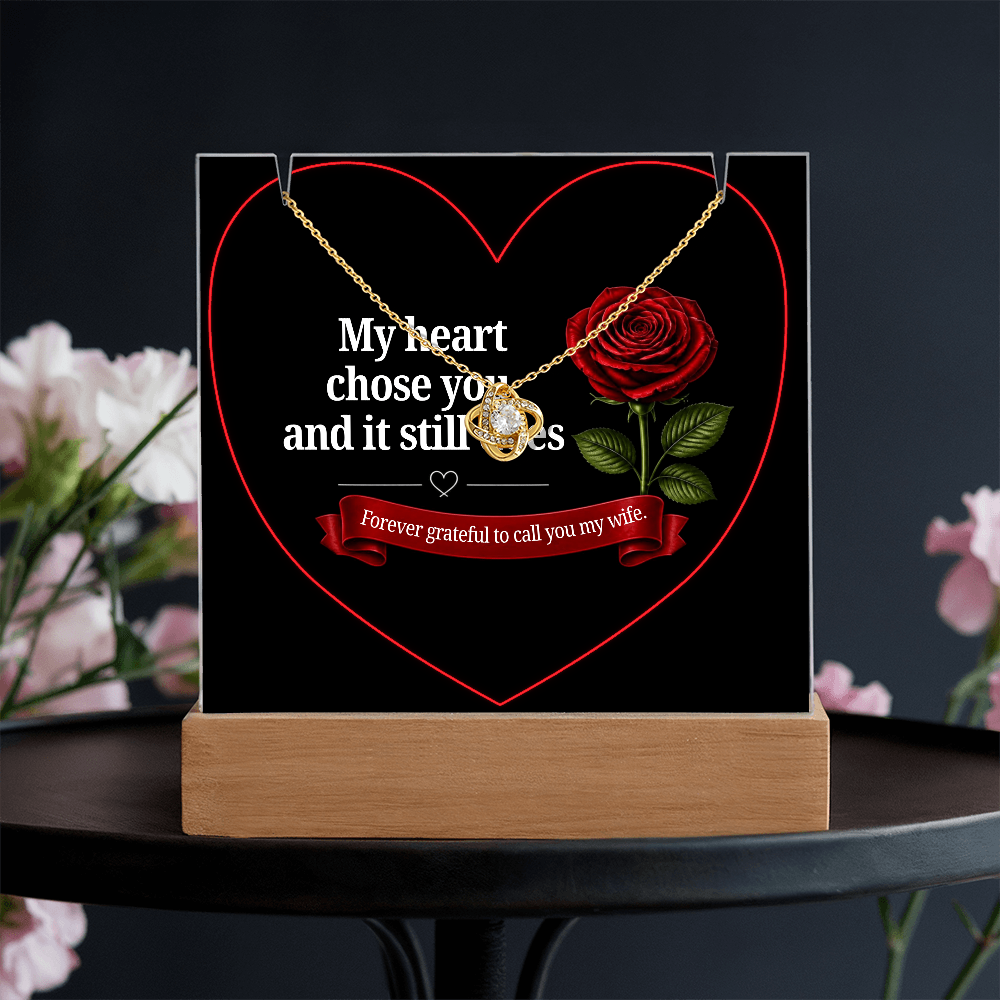 Keepsake Acrylic with Love Knot necklace bundle - WIFE