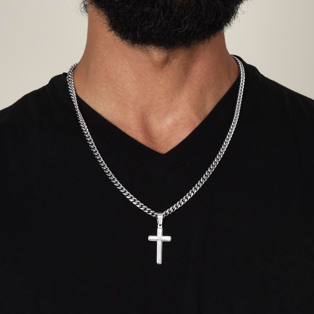 Artisan Cross Necklace (To My Son FROM: Mom)(ENGRAVE Name/occasion on MC - HFD or ANY OCCASION)