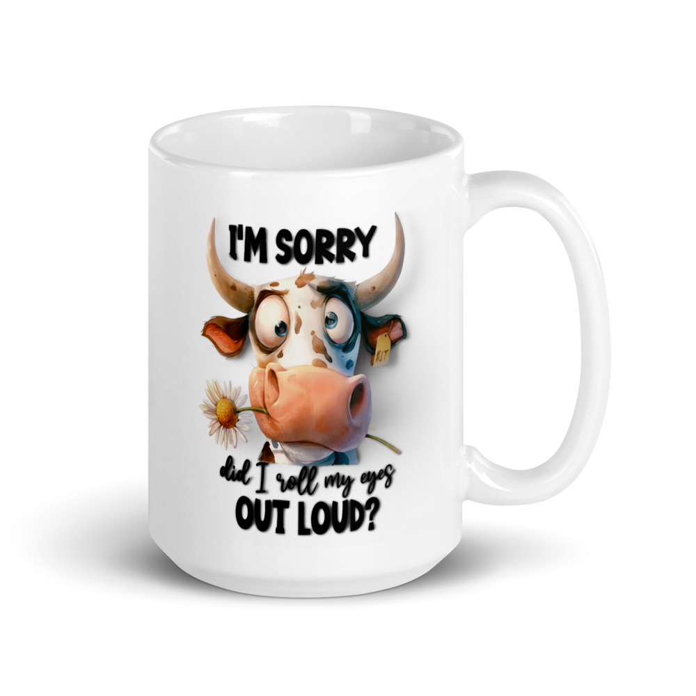 COW "I'M SORRY..." White Glossy Mug