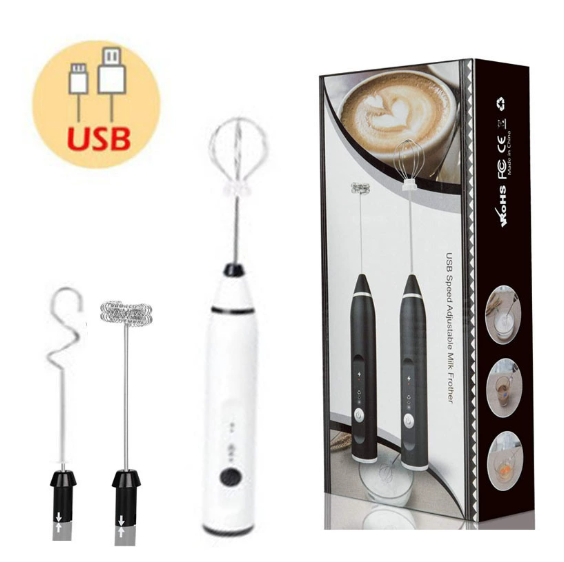 (2) Cordless Milk Frother Set with USB Rechargeable Whisk