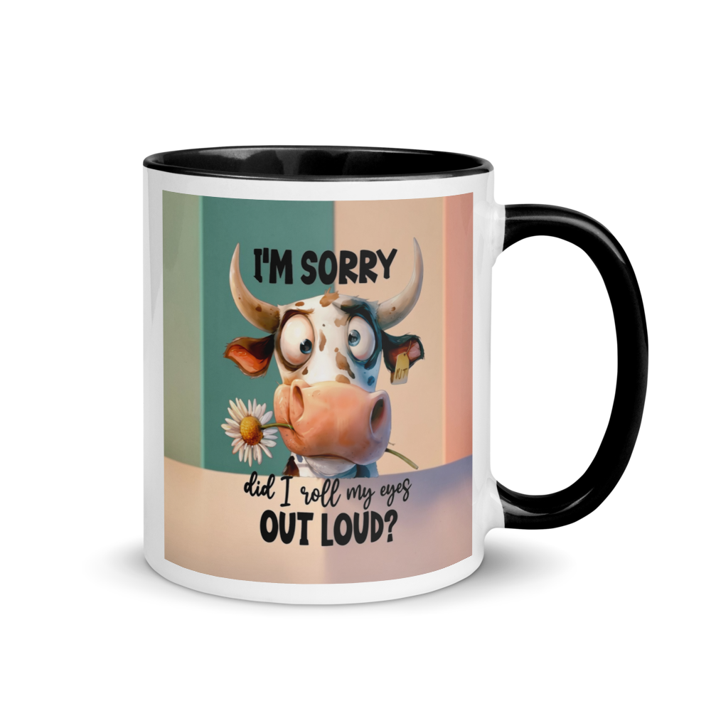COW (3)"I'M SORRY..." White Ceramic Mug with Color Inside
