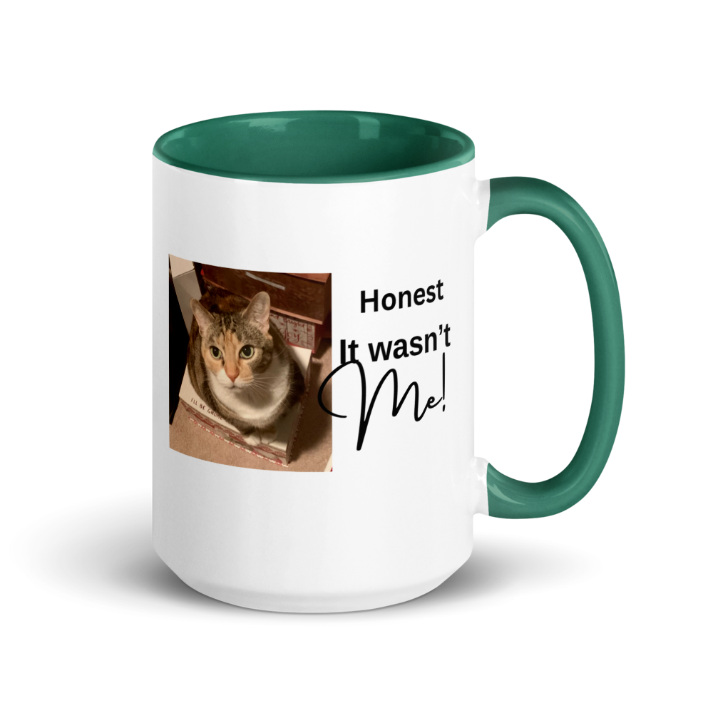 CAT - "Honest It wasn't Me!" White Ceramic Mug with Color Inside