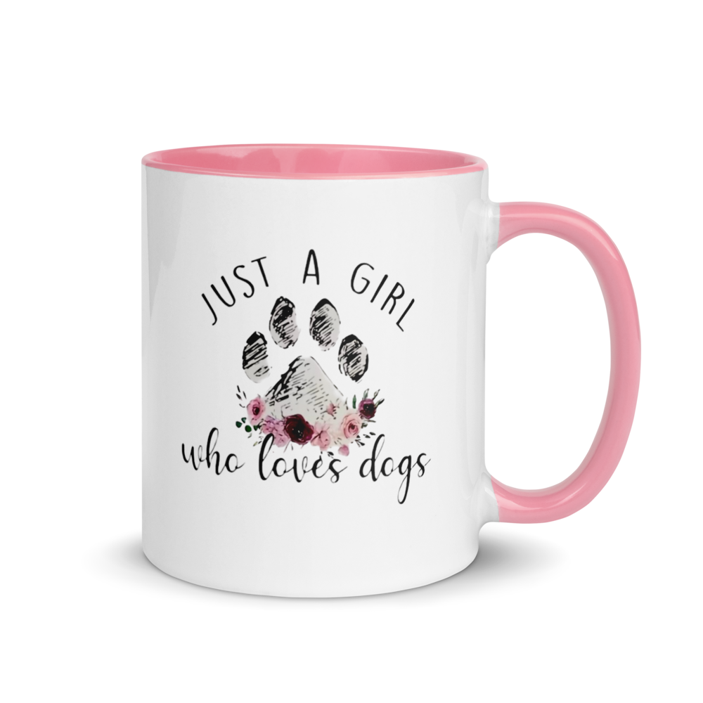 "Just a Girl Who Loves Dogs" White Ceramic Mug with Color Inside