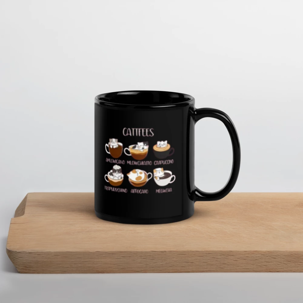 “Cattfees...”Black Glossy Mug