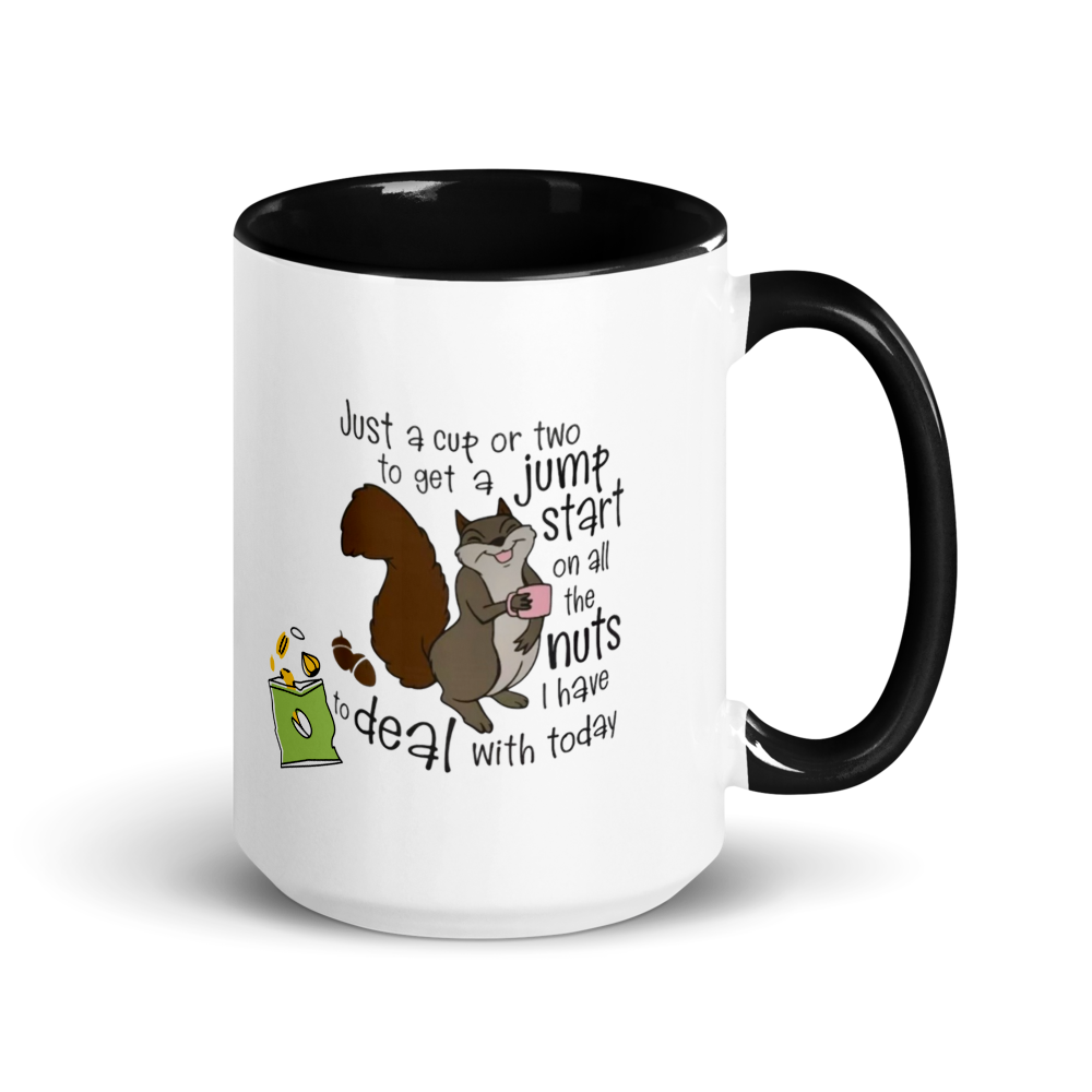 SQUIRREL "Just a cup ...on All the Nuts..." White Ceramic Mug with Color Inside