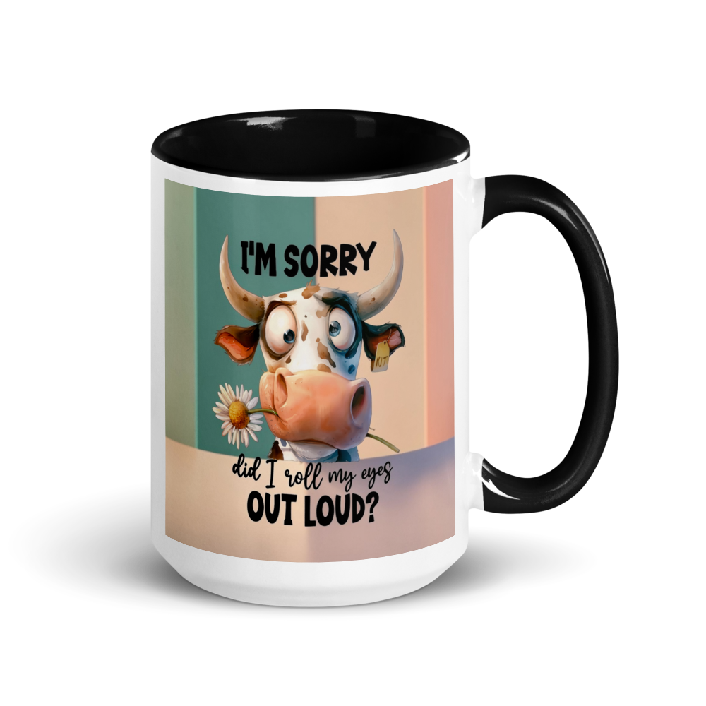 COW (3)"I'M SORRY..." White Ceramic Mug with Color Inside