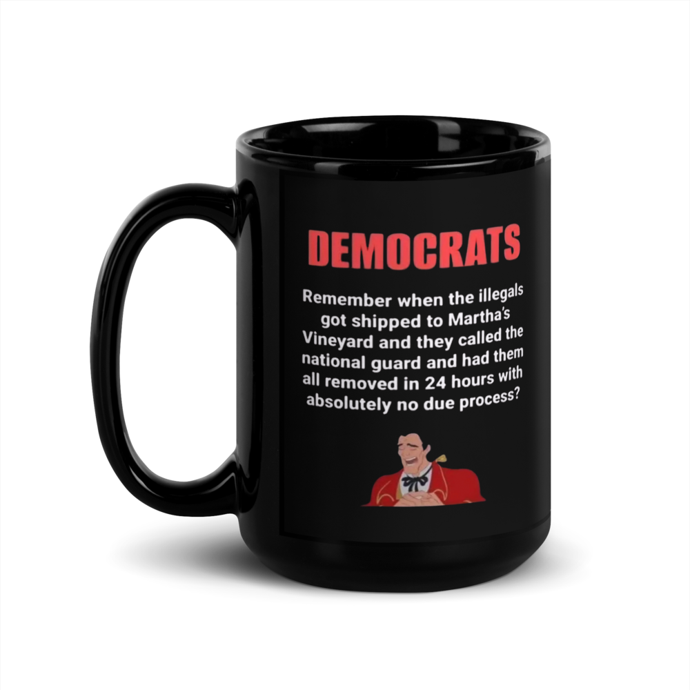 🖤“Democrats / Martha’s Vineyard” Quote Black Glossy Mug