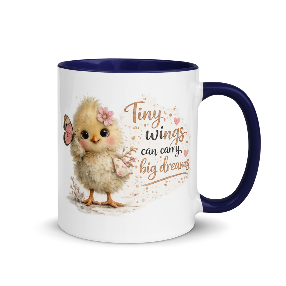 🦋 “Tiny Wings Can Carry Big Dreams” White Ceramic Mug with Color Inside