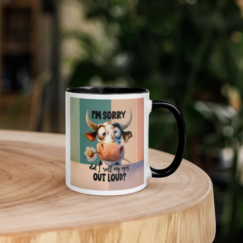 COW (3)"I'M SORRY..." White Ceramic Mug with Color Inside
