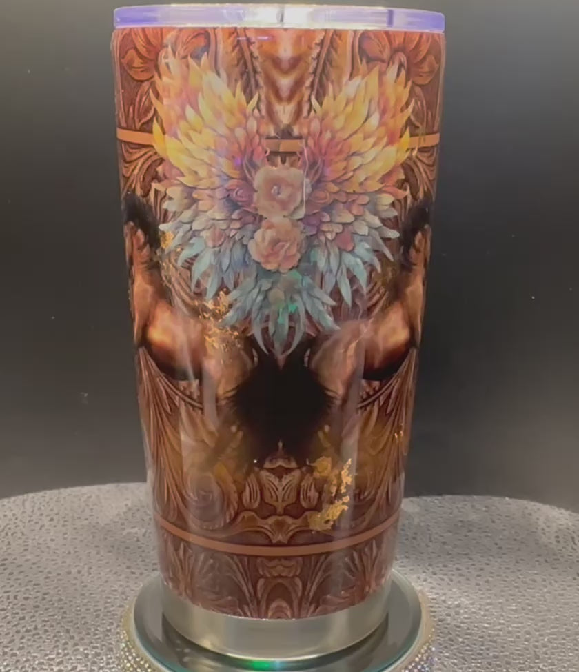 Themed Tumbler - Rustic floral horse Tumbler – 20 oz